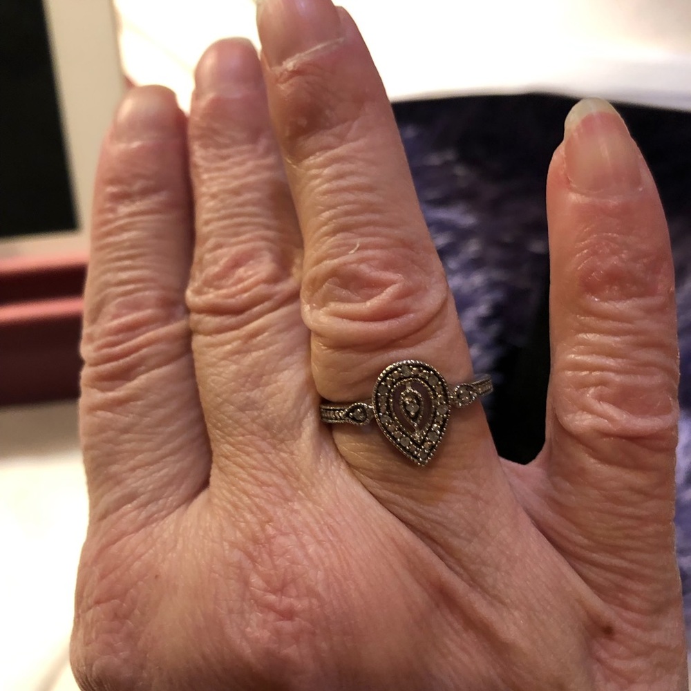 Solid Sterling Silver Ring With Natural Diamonds - image 5